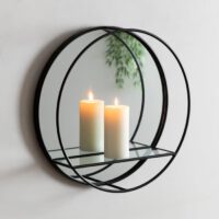 Gili Round Accent Mirror With Shelf 1 | Truwud